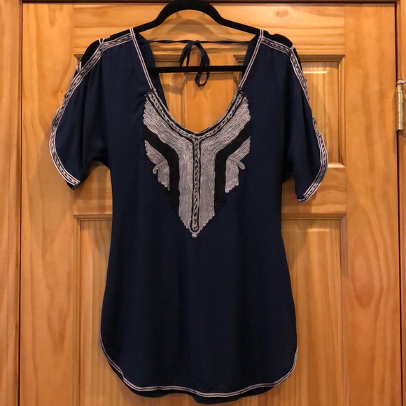 Free People Navy Silver Springs Embroidered Tunic - Picture 6 of 8